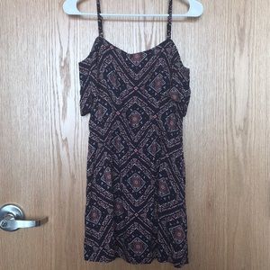 Blue Off-the-Shoulder Dress with Red/White Detail